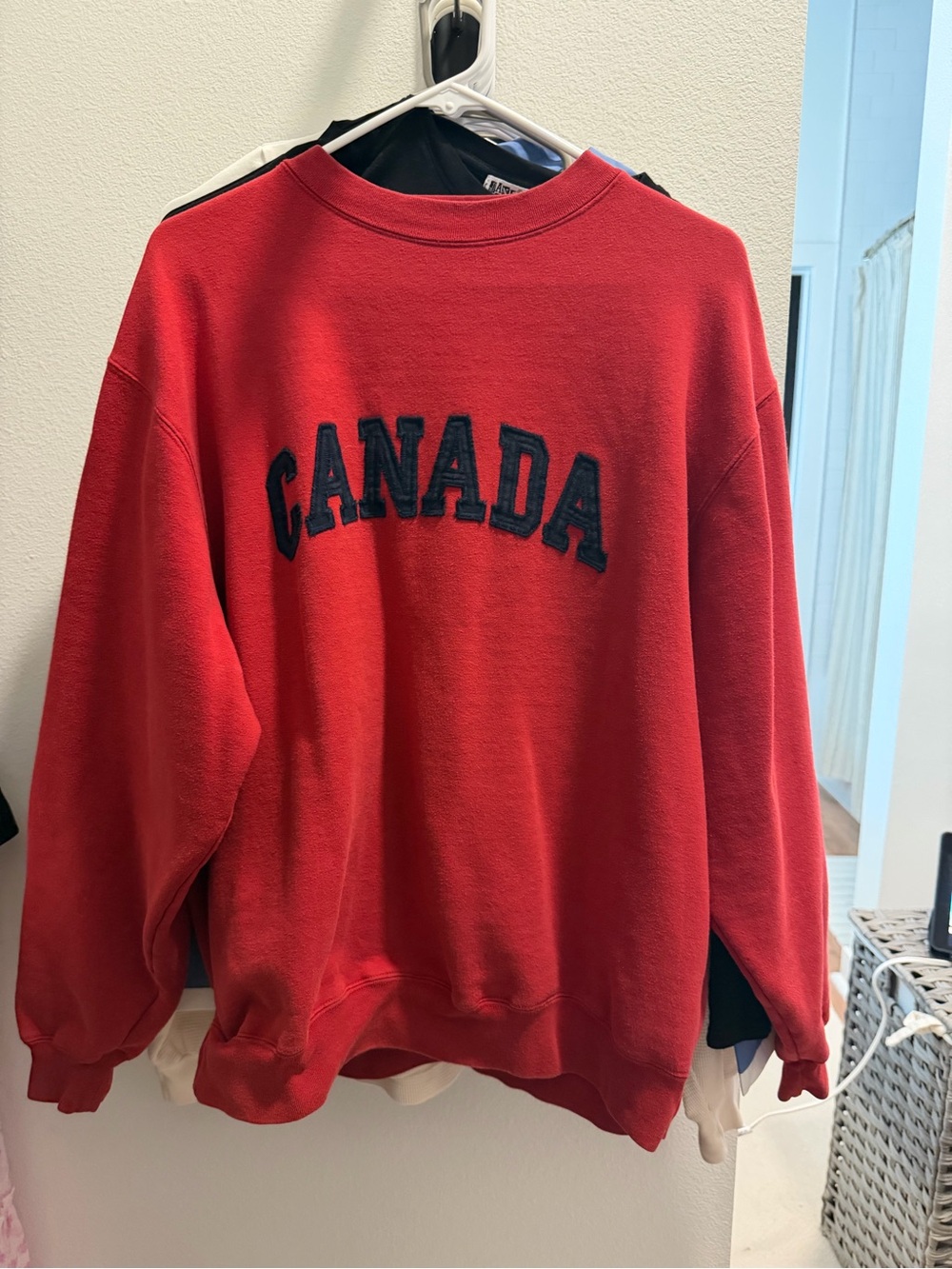 Mondetta Red Crewneck Sweatshirt with Black 'CANADA' Lettering